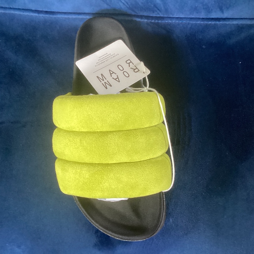 NIB ROAM Slide Puffy Slide Sandals vegan leather lime